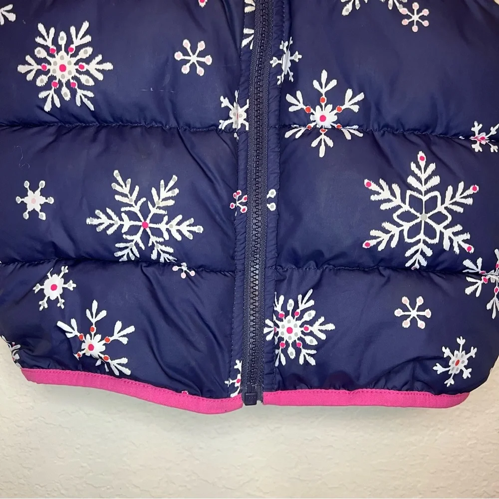 Gymboree Girls Snowflake Puffer Vest | Navy Pink Winter Coat | Size S‎ 6-8